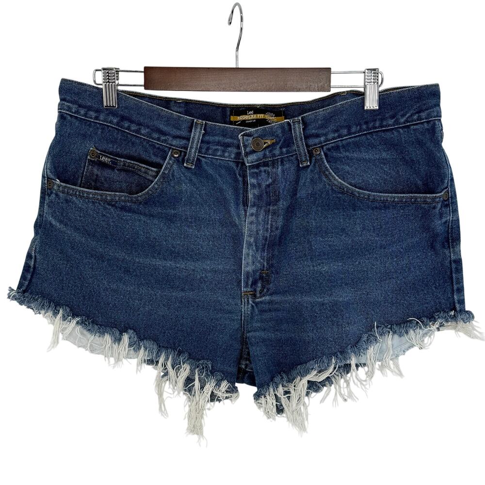 Lee Cutoff Denim Shorts Womens 38 Waist Plus Dark Wash 3 Inseam Cotton